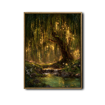 Mystical Enchanted Forest Willow Tree Canvas Wall Art Fairy Nature Home Decor
