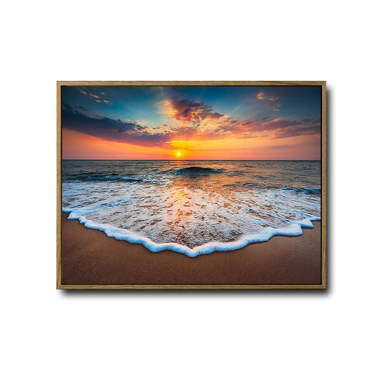 Ocean Beach Sunset Canvas, Nature Seascape Coastal Wall Decor