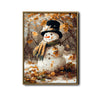 Autumn Forest Snowman Framed Wall Art Vintage Oil Painting Winter Print