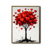 Valentine Red Heart Tree Canvas Wall Art, Ink Style Love Heart Tree Framed Canvas Print, Romantic Modern Bedroom Couple Wall Decor