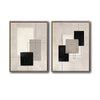 Wabi Sabi Set of 2 Neutral Geometric Abstract Canvas Wall Art Black Beige Wall Decor