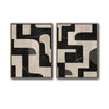 2 Piece Neutral Block Shape Abstract Canvas Prints Black Cream Curved Geometric Painting Wabi Sabi Contemporary Wall Art