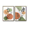 Set of 2 Sage Terracotta Line Leaf Boho Botanical Canvas Wall Art