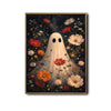 Vintage Ghost Wildflower Starry Night Halloween Framed Wall Art Print