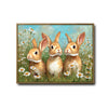 Three Bunnies Daisy Meadow Canvas Art | Cute Rabbit Family Wall Decor