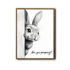 Funny Rabbit Bathroom Canvas Wall Art, Are You Pooping Peeking Bunny Print, Black White Sketch Cute Bunny Restroom Decor, Humorous Farmhouse Bathroom Sign