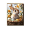 Brown Bunny Wicker Basket Daffodils Easter Eggs Canvas Wall Art