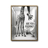Black White Giraffe Are You Pooping Funny Quote Canvas Wall Art Humorous Animal Bathroom Wall Decor