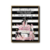Fashion Pink Perfume Books Canvas Wall Art, Black White Stripe Inspirational Quote Beauty Vertical Print, Glam Women Bedroom Makeup Room Wall Decor