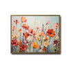 Vibrant Wildflower Field Wall Art, Orange Red Poppy Floral Impasto Oil Painting Canvas Print, Farmhouse Living Room Decor