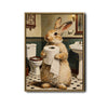 Funny Rabbit Bathroom Toilet Paper Canvas Wall Art