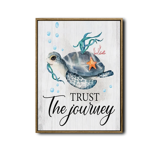 Coastal Sea Turtle "Trust The Journey" Quote Wall Art