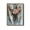 Romantic Flower Angel Wings Wall Print, Antique Floral Angel Wing Canvas for Living Room Bedroom Farmhouse Decor