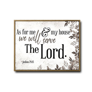 Joshua 24:15 Framed Wall Art As For Me And My House Neutral Botanical Scripture Print