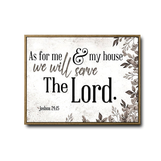Joshua 24:15 Framed Wall Art As For Me And My House Neutral Botanical Scripture Print