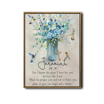 Jeremiah 29:11 Framed Christian Wall Art Hummingbird Floral Bible Verse Print