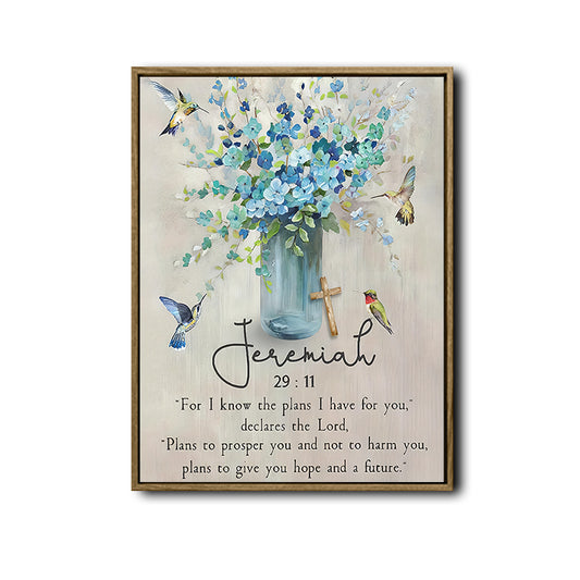 Jeremiah 29:11 Framed Christian Wall Art Hummingbird Floral Bible Verse Print