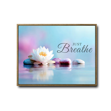 Serene Lotus Zen Canvas Poster, Soft Pastel Water Reflection Motivational Quote Artwork for Yoga Room Bathroom Office Decor