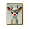 Cute Baby Red‑Nosed Reindeer Framed Wall Art Christmas Oil Painting Print