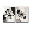 2 Piece Monochrome Textured Floral Canvas Prints Abstract Geometric Poppy Painting Modern Neutral Organic Wall Art