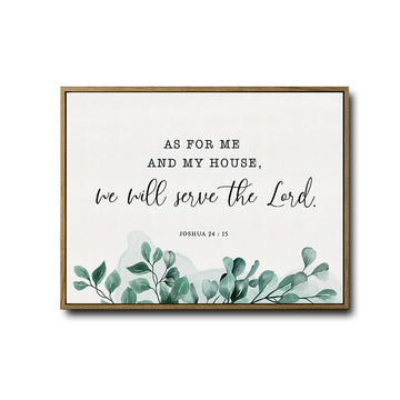 Joshua 24:15 Framed Christian Wall Art As For Me And My House Eucalyptus Scripture Print
