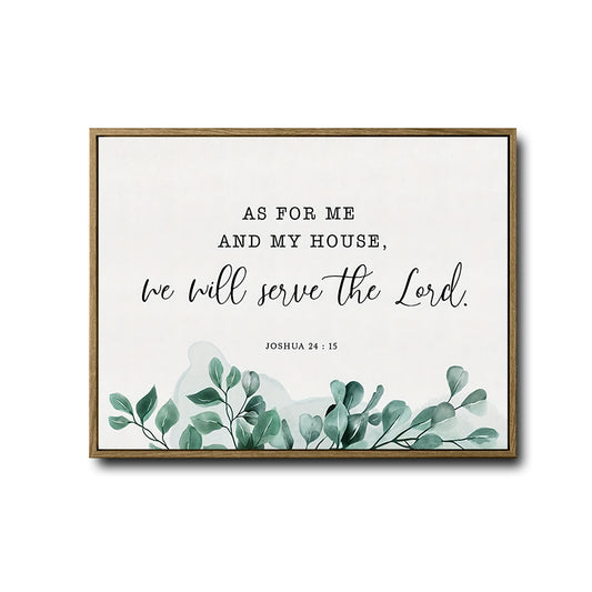 Joshua 24:15 Framed Christian Wall Art As For Me And My House Eucalyptus Scripture Print