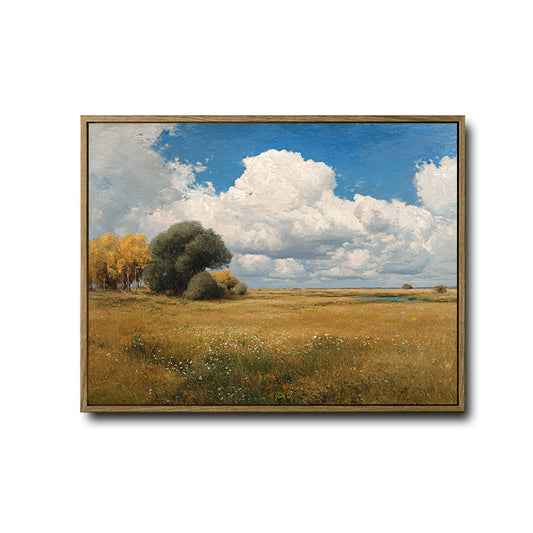 Prairie Grassland Cloud Sky Canvas Wall Art Vintage Rustic Pastoral Home Decor