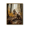 Autumn Woodland Jesus and Muddy Lamb Framed Canvas Wall Art, Religious Spiritual Farmhouse Home Wall Decor