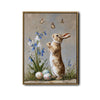 Vintage Standing Bunny Bluebell Butterflies Easter Eggs Canvas Wall Art
