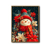 Christmas Snowman Poinsettia Framed Wall Art Vibrant Winter Floral Holiday Print