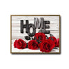 Red Rose HOME Sign Canvas Wall Art, Rustic White Wood Background Framed Canvas Print, Romantic Valentine Farmhouse Entryway Home Decor