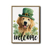 Golden Retriever St Patrick's Welcome Canvas Print