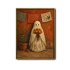 Vintage Ghost Holding Marigold Flower Folk Art Halloween Framed Wall Art Print
