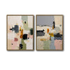 Set of 2 Neutral Pastel Textured Abstract Canvas Wall Art Organic Modern Decor