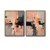 2 Piece Blush Pink Grey Black Textured Abstract Canvas Prints Warm Tone Impasto Oil Painting Style Neutral Wall Art