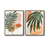Set of 2 Palm Leaf Boho Botanical Canvas Wall Art Neutral Terracotta Decor