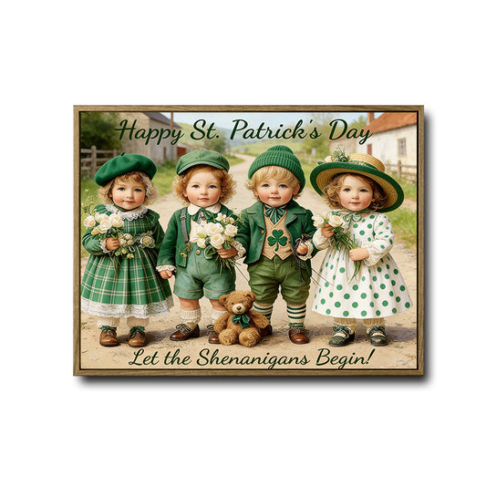 St Patrick's Day Vintage Irish Children Canvas Wall Art