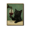 Black Cat Red Wine Glass Canvas Wall Art