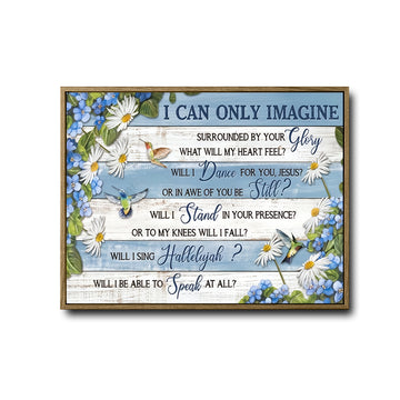 I Can Only Imagine Framed Wall Art Hummingbird Floral Christian Hymn Print