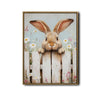 Peeking Bunny White Fence Wildflower Canvas Wall Art