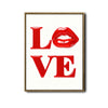 Valentine LOVE Red Lips Canvas Wall Art, Glossy 3D Style Red Letter & Lip Print Framed Canvas Print, Modern Romantic Bedroom Wall Decor