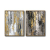 2 Piece Modern Neutral Gray Gold Leaf Abstract Canvas Prints Vertical Palette Knife Luxury Abstract Wall Art