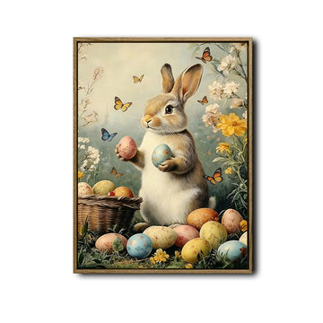 Bunny Holding Easter Eggs Canvas Print