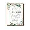 Hechos 16:31 Spanish Christian Framed Wall Art Floral Bible Verse Print