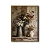 Antique Dried Wildflower Vase Wall Art, Moody Rustic Pottery Still Life Canvas Print, Framed Wall Decor for Kitchen Bedroom