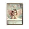 Pastel Little Angel Girl Canvas Print, Pink Wings Hearts Shabby Chic Nursery Wall Art