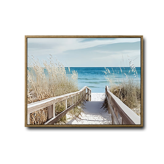 Coastal Beach Pathway Pampas Grass Seascape Wall Art