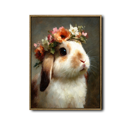 Flower Crown Bunny Canvas Wall Art