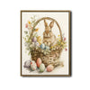 Watercolor Bunny Easter Basket Floral Canvas Wall Art