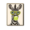 Funny Animal Canvas Wall Art, Hipster Zebra Blowing Bubblegum Wearing Sunglasses Trendy Poster